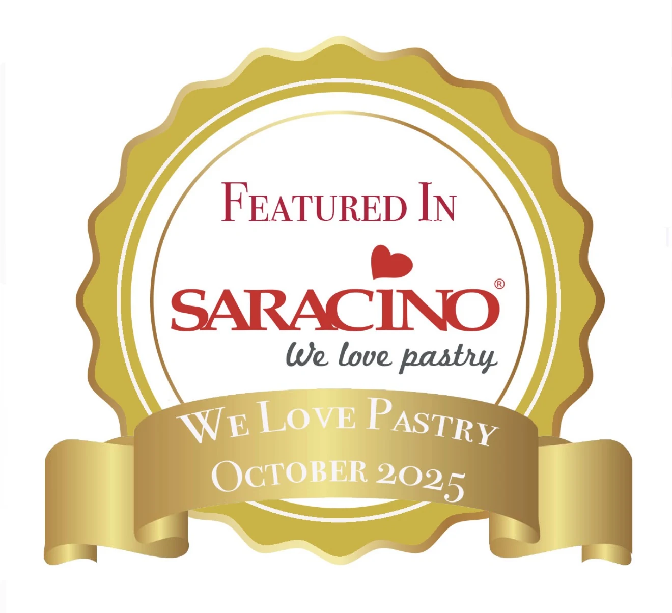 Featured in Saracino We Love Pastry October 2025 badge